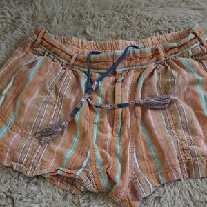 Free People Orange and Blue Striped Women's Cargo Shorts